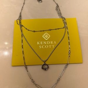 Triple chain Kendra Scott necklace with grey stone